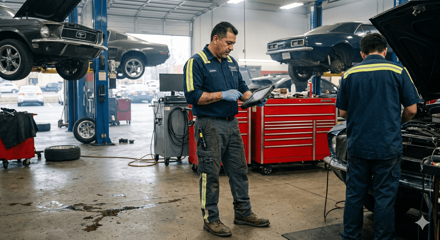 A auto repair business owner at work