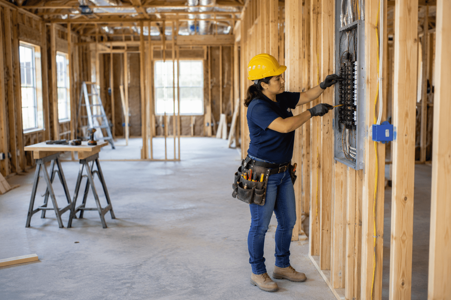 A electricians business owner at work