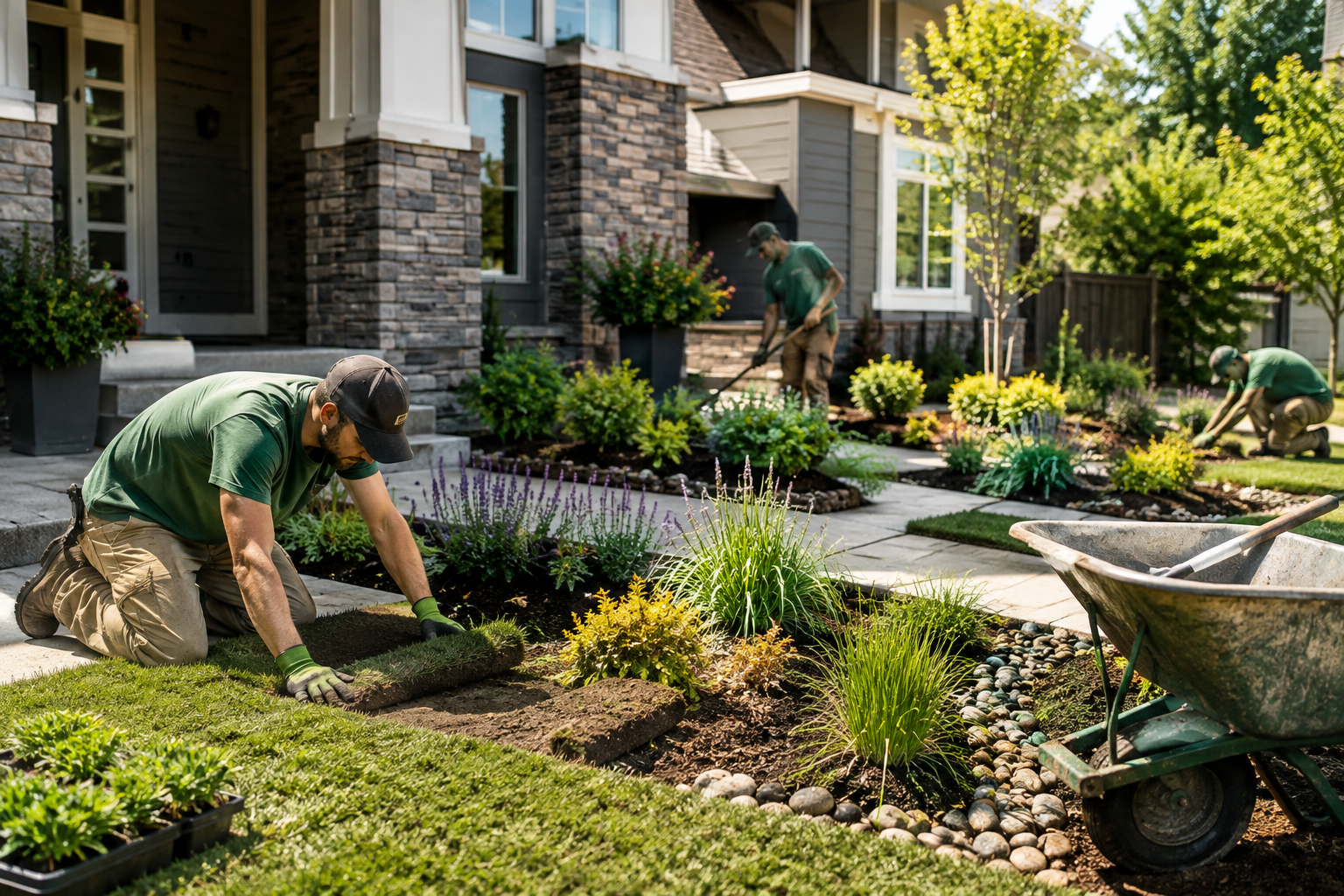 A landscaping business owner at work