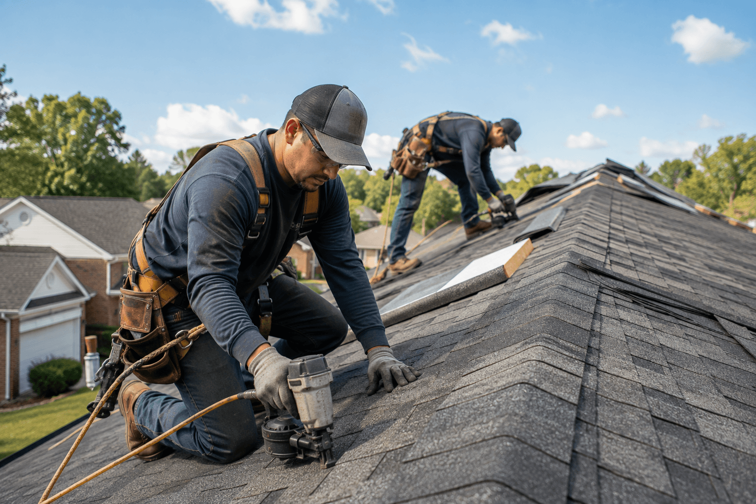 A roofing business owner at work