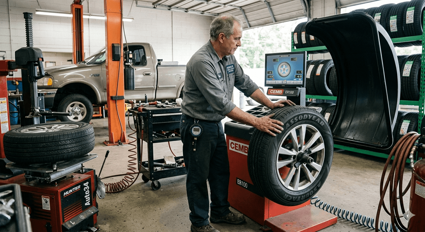 A tire shops business owner at work