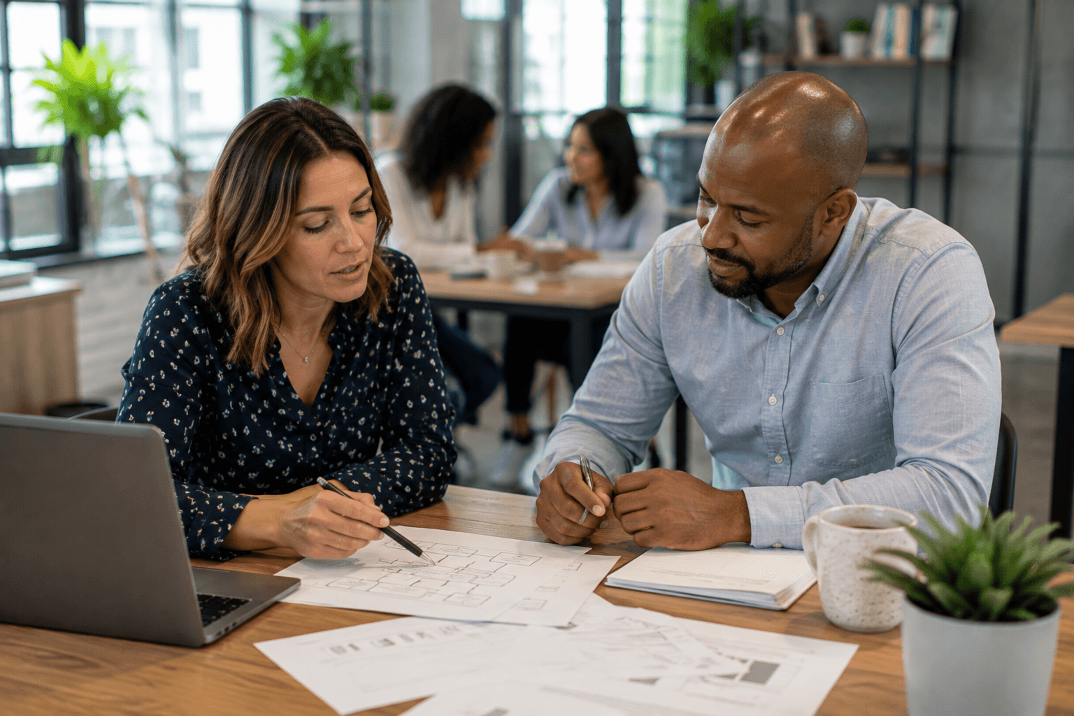 Reviewing a business's daily tasks and phone volume