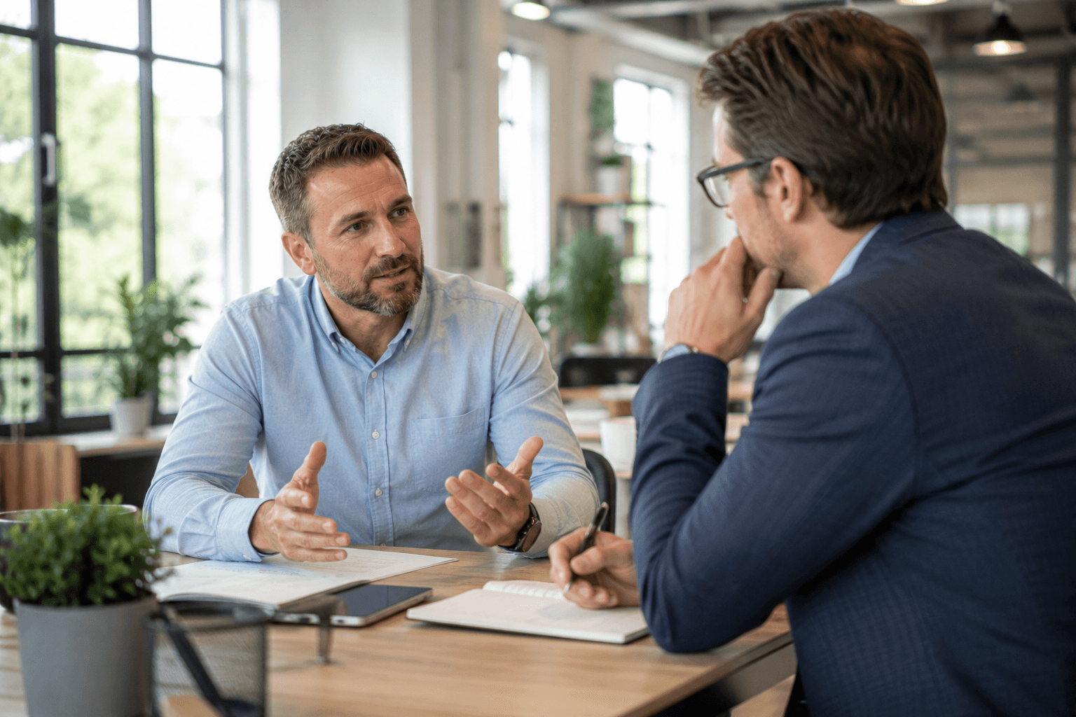 Capital Logic Solutions team meeting with a small business owner